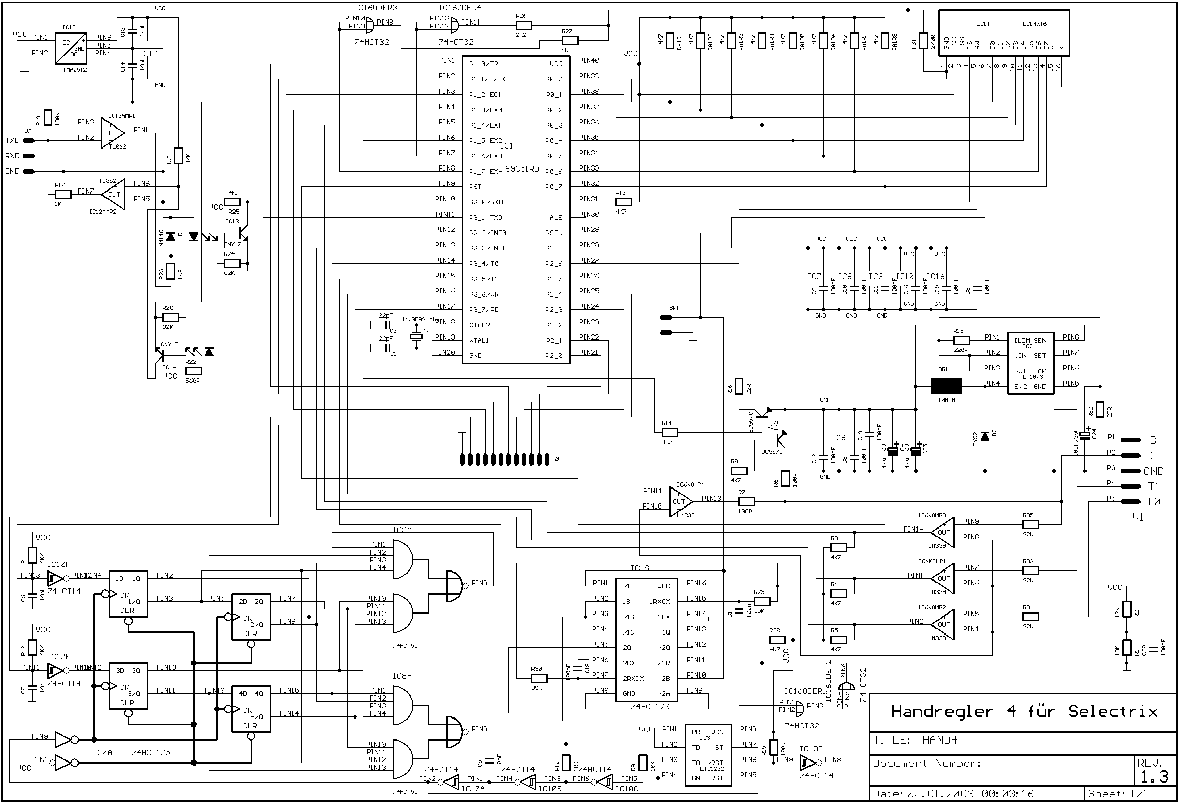 Schaltplan Handregler 4 Prozessor/SX - Bus