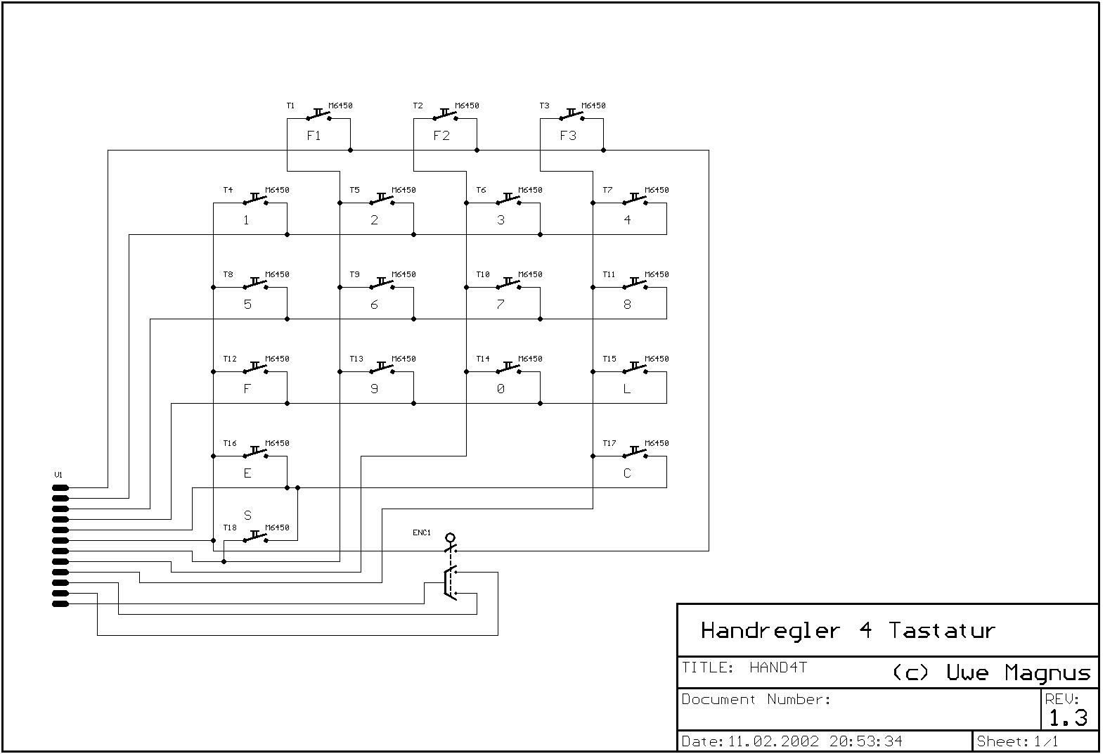 Schaltplan Handregler 4 Tastatur