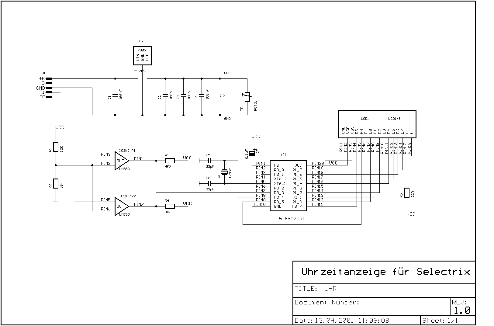 Schaltplan Uhrzeitanzeige